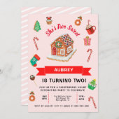 Eerste kerstdag in het roze ontbijt kaart (Voorkant / Achterkant)