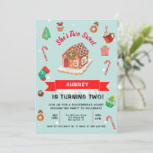 Eerste kerstdag in het roze ontbijt kaart (Staand voorkant)