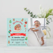 Eerste kerstdag in het roze ontbijt kaart (Staand voorkant)