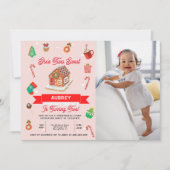 Eerste kerstdag in het roze ontbijt kaart (Voorkant)