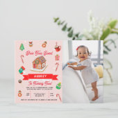 Eerste kerstdag in het roze ontbijt kaart (Staand voorkant)