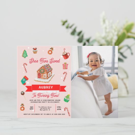 Eerste kerstdag in het roze ontbijt kaart (Staand voorkant)