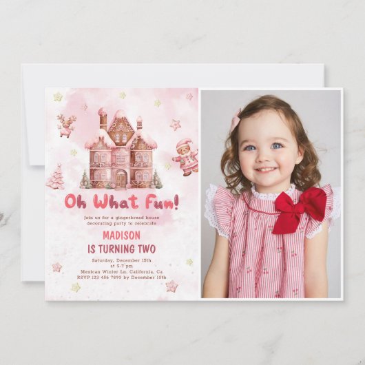 Eerste kerstdag in het roze ontbijt kaart (Voorkant)