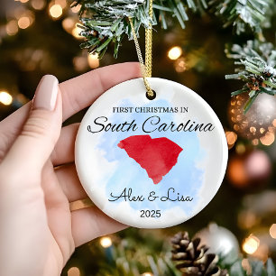 Eerste kerstdag in het South Carolina State Orname Keramisch Ornament