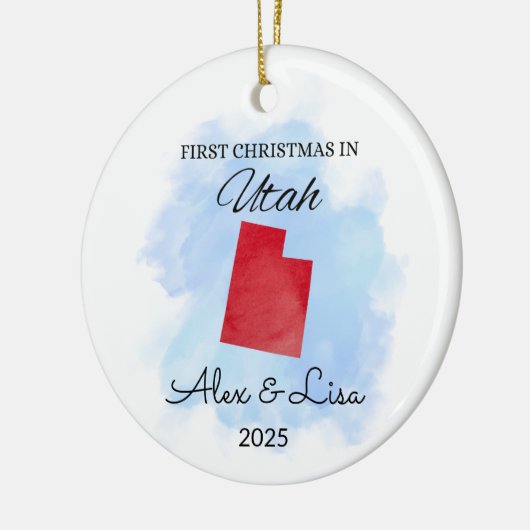Eerste kerstdag in het Utah State Ornament (Links)