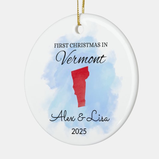 Eerste kerstdag in het Vermont State Ornament (Links)