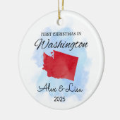Eerste kerstdag in het Washington State Ornament (Links)
