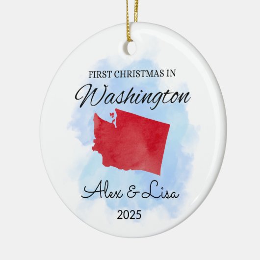 Eerste kerstdag in het Washington State Ornament (Links)