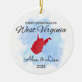 Eerste kerstdag in het West Virginia State Ornamen Keramisch Ornament (Voorkant)