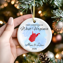 Eerste kerstdag in het West Virginia State Ornamen Keramisch Ornament