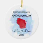 Eerste kerstdag in het Wisconsin State Ornament (Voorkant)