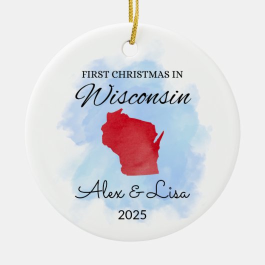 Eerste kerstdag in het Wisconsin State Ornament (Voorkant)