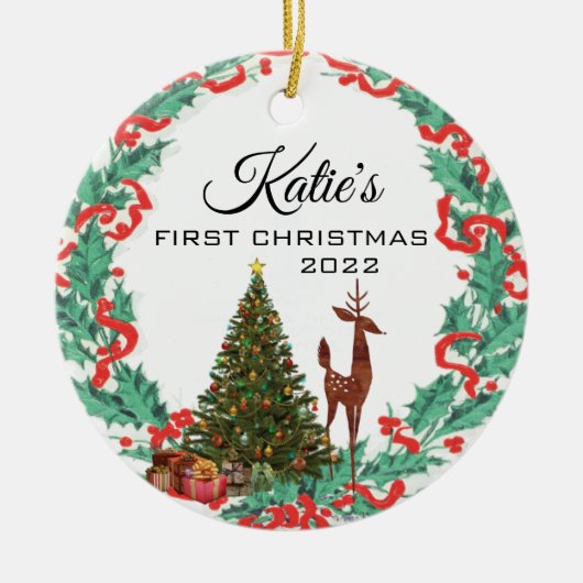 Eerste Kerstdag Keramisch Ornament (Voorkant)