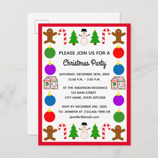 Eerste Kerstdag Lijst #1 Uitnodiging Briefkaart (Voorkant / Achterkant)