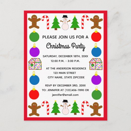 Eerste Kerstdag Lijst #1 Uitnodiging Briefkaart (Voorkant)