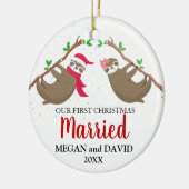 Eerste Kerstdag met Funny Sloths Keramisch Ornament (Links)