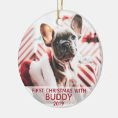 Eerste kerstdag met hond is misschien je dag een f keramisch ornament (Links)