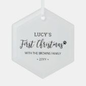 Eerste kerstdag met zwarte en witte pag glas ornament (Voorkant)