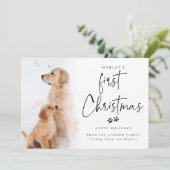Eerste Kerstdag | Moderne Puppy Custom Photo Feestdagenkaart (Staand voorkant)