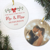 Eerste Kerstdag Mr & Mrs Custom Pas getrouwd Foto Keramisch Ornament