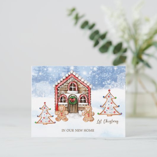 Eerste kerstdag nieuwe kerstfeestdag feestdagenkaart (Staand voorkant)