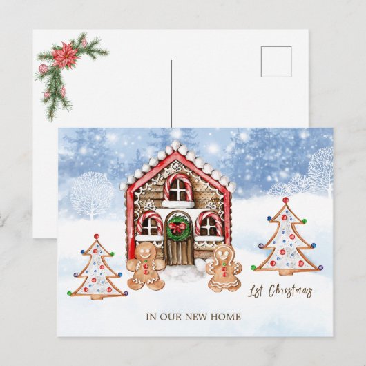 Eerste kerstdag nieuwe kerstfeestdag feestdagenkaart (Voorkant / Achterkant)