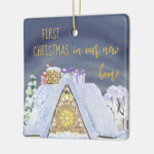 Eerste kerstdag Nieuwe thuisbasis voor kersttop ke Keramisch Ornament (Links)