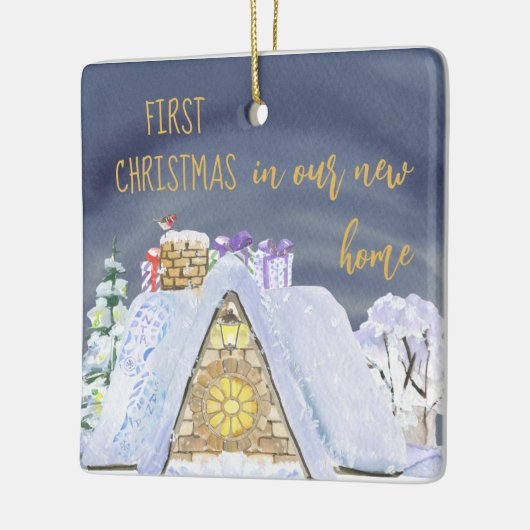 Eerste kerstdag Nieuwe thuisbasis voor kersttop ke Keramisch Ornament