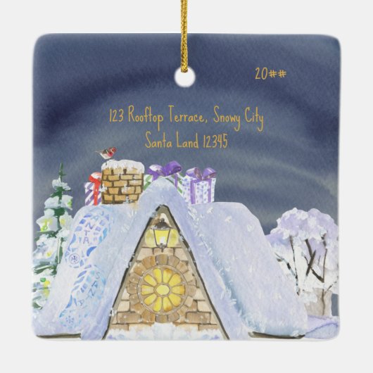 Eerste kerstdag Nieuwe thuisbasis voor kersttop ke Keramisch Ornament (Achterkant)