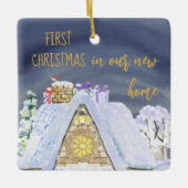 Eerste kerstdag Nieuwe thuisbasis voor kersttop ke Keramisch Ornament (Voorkant)