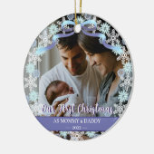 Eerste Kerstdag Nieuwgeboren grootouders Soft Blue Keramisch Ornament (Links)