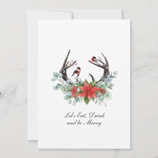 Eerste Kerstdag: Poinsettia Holiday Open House Kaart (Achterkant)