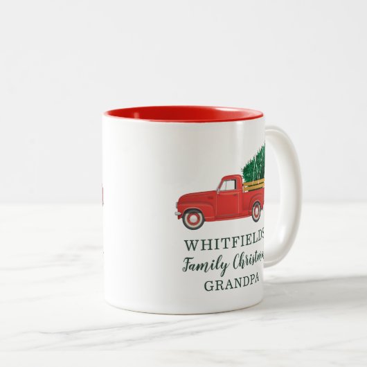 Eerste kerstdag Reunion Grandpa Custom Holiday Tweekleurige Koffiemok (Voorkant rechts)