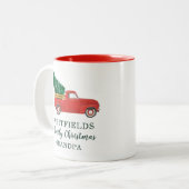 Eerste kerstdag Reunion Grandpa Custom Holiday Tweekleurige Koffiemok (Voorkant links)