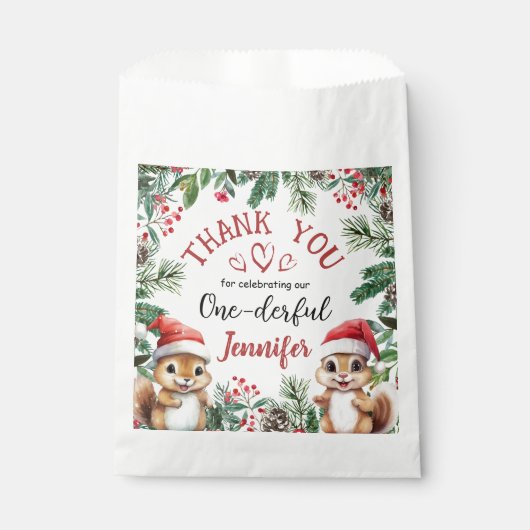 Eerste Kerstdag Schattigee Eekhoorn Winter Bedankzakje (Voorkant)