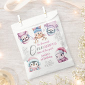 Eerste Kerstdag Schattigee Roze Winterdieren Bedankzakje (Geknipt)