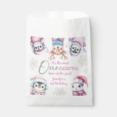 Eerste Kerstdag Schattigee Roze Winterdieren Bedankzakje (Voorkant)