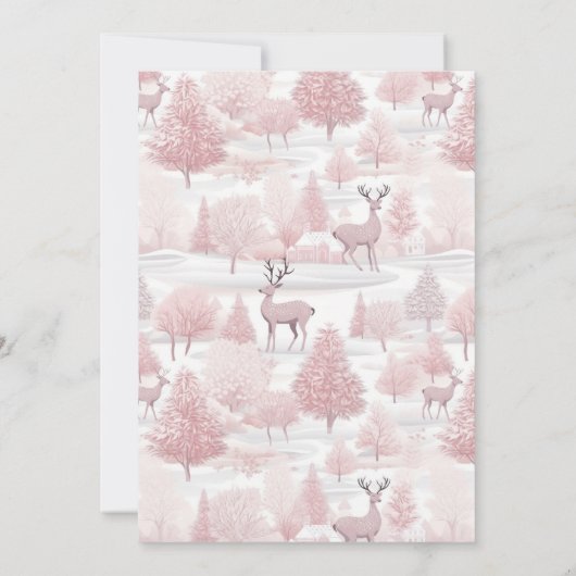 Eerste Kerstdag Schattigee Roze Winterdieren Kaart (Achterkant)