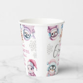 Eerste Kerstdag Schattigee Roze Winterdieren Papieren Bekers (Rechts)
