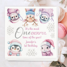 Eerste Kerstdag Schattigee Roze Winterdieren