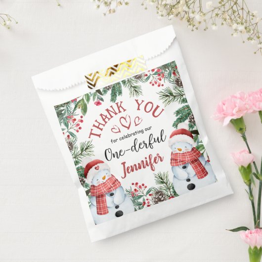 Eerste Kerstdag Schattigee Winter Sneeuwman Bedankzakje (Gezegeld)