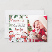 Eerste Kerstdag Sneeuwman Bedankt Card (Voorkant)