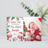 Eerste Kerstdag Sneeuwman Bedankt Card (Staand voorkant)