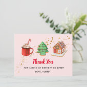 Eerste kerstdag Twee zoete tweede verjaardag Bedankkaart (Staand voorkant)