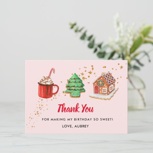 Eerste kerstdag Twee zoete tweede verjaardag Bedankkaart (Staand voorkant)