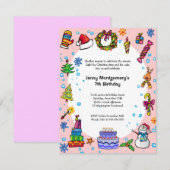 Eerste kerstdag Uitnodiging Licht Roze (Voorkant / Achterkant)