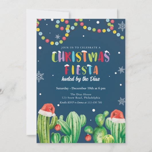 Eerste kerstdag Uitnodiging voor Cacti (Voorkant)