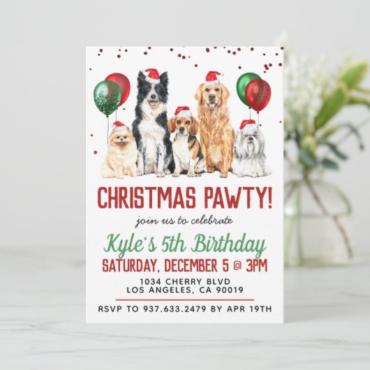 Eerste kerstdag uitnodiging voor feestdag (Staand voorkant)