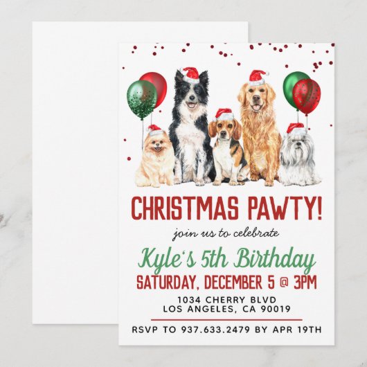 Eerste kerstdag uitnodiging voor feestdag (Voorkant / Achterkant)