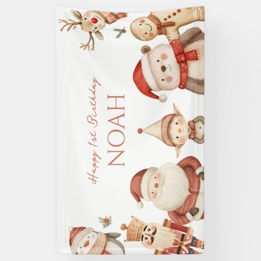 Eerste Kerstdag Uitnodiging voor Jongens Winter Spandoek (Verticaal)